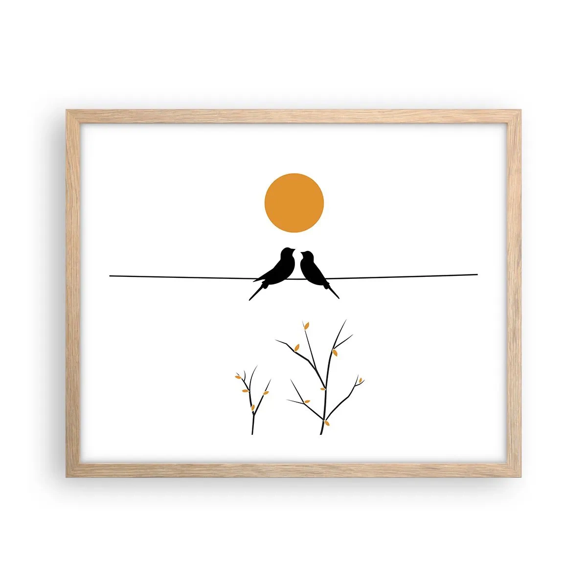 Plagát v ráme zo svetlého duba - Slávičí večer - 50x40 cm