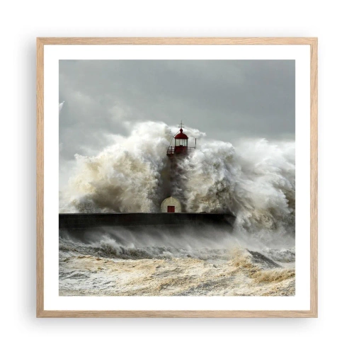 Plagát v ráme zo svetlého duba - Hnev oceánu - 60x60 cm