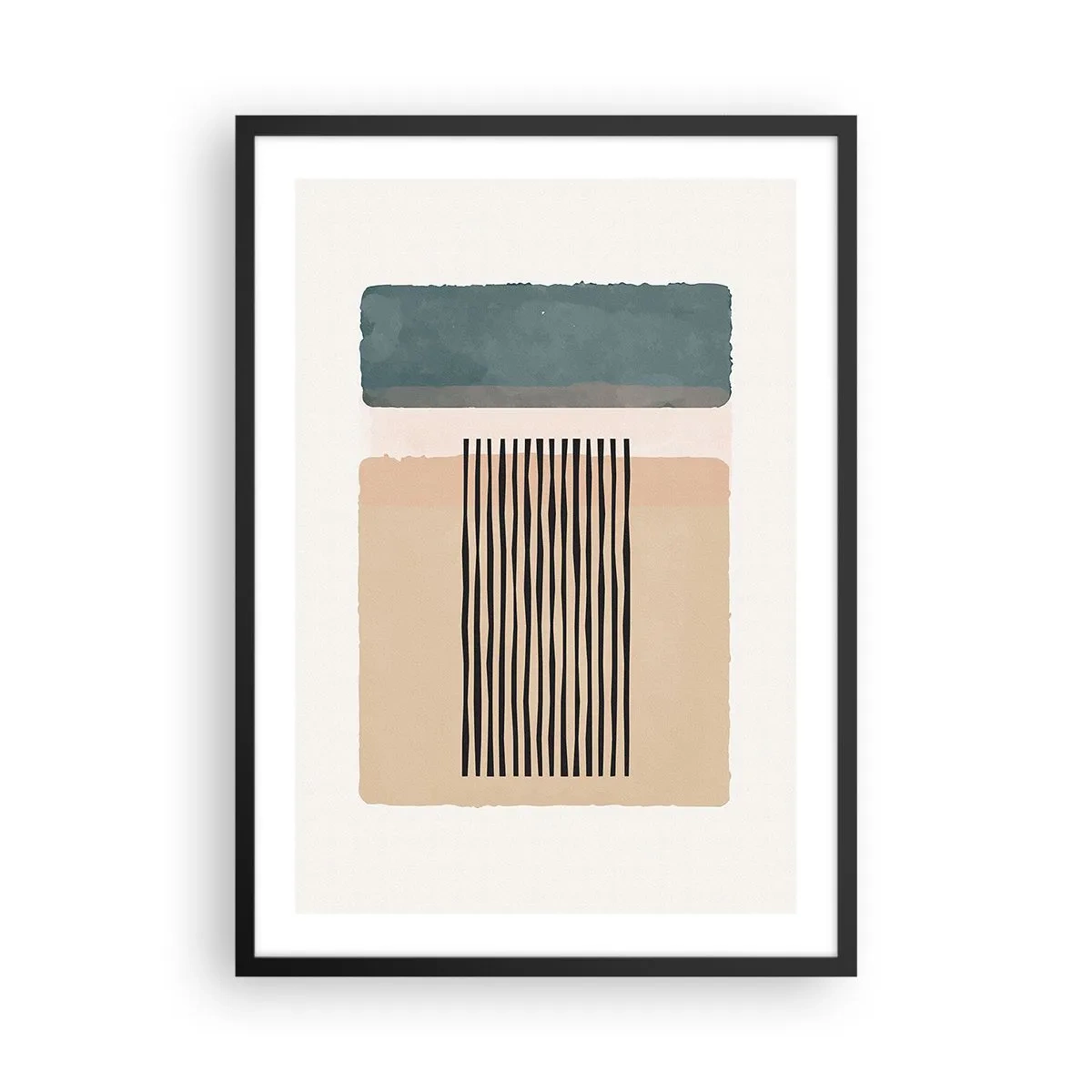 Plagát v čiernom ráme - Abstraktné geometrické útvary v jemných farbách - 50x70cm - Všetko v poriadku - Moderná nástenná dekorácia do obývacej izby a spálne ARTTOR