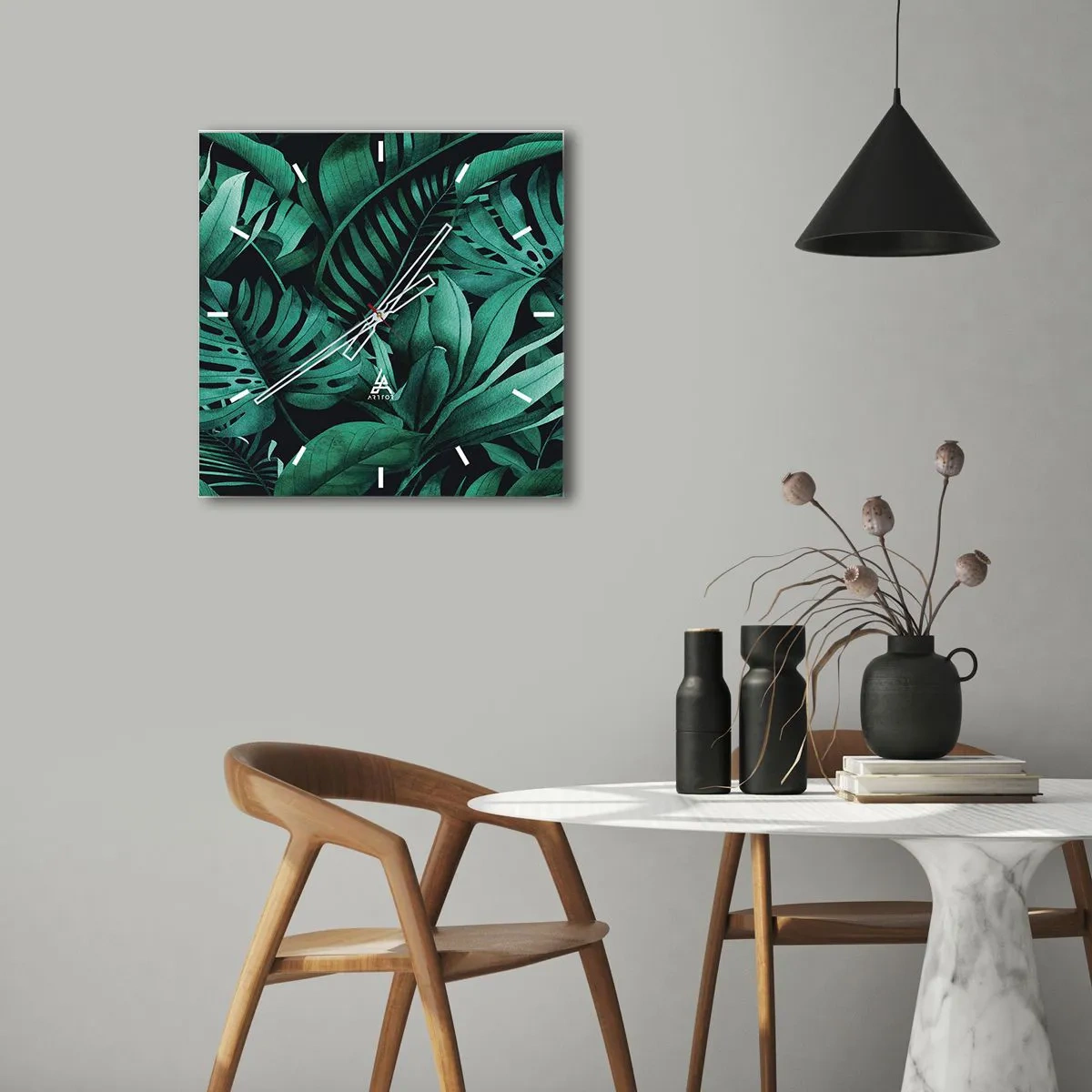 Nástenné hodiny - Hĺbka tropickej zelene - 40x40 cm
