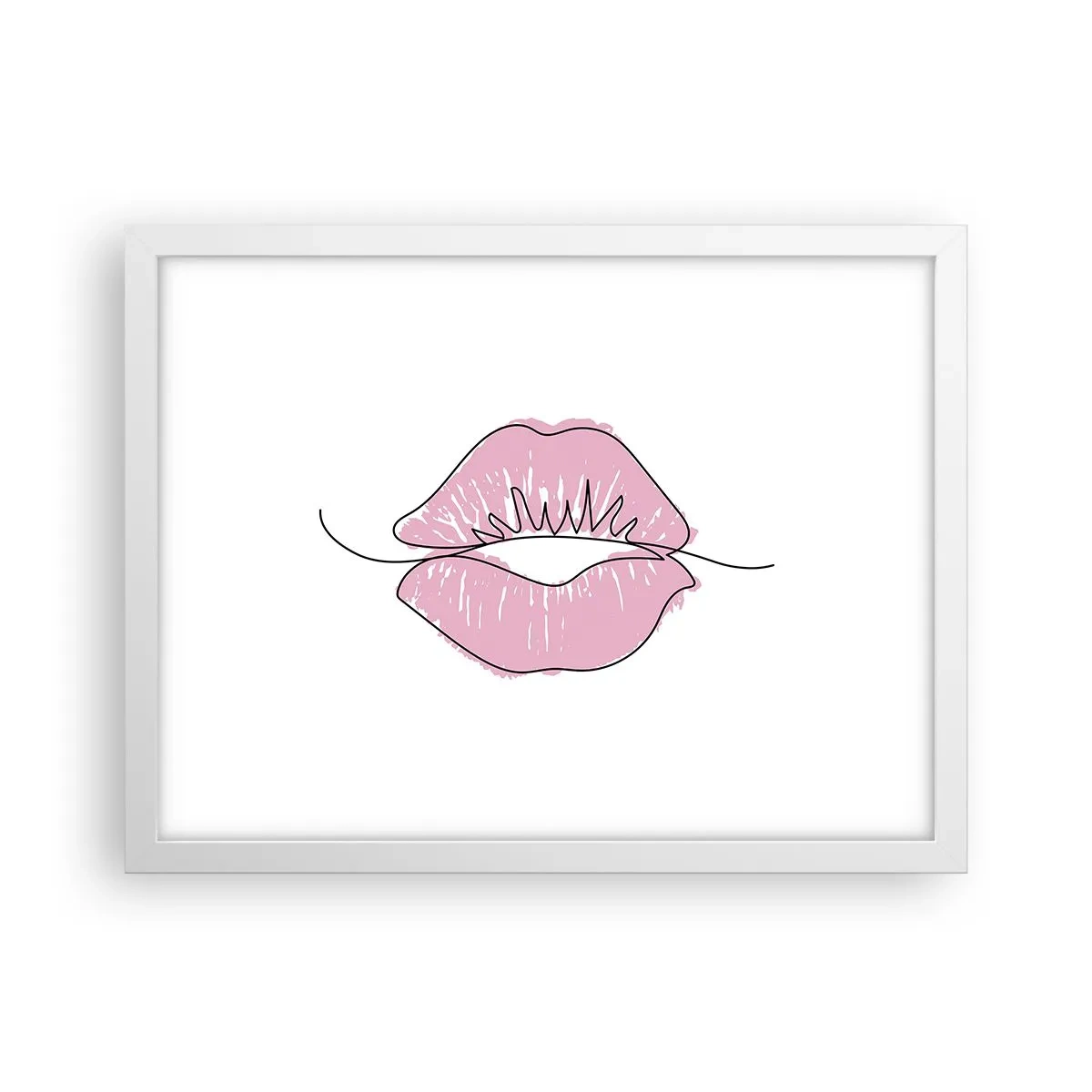 Plagát v bielom ráme - Si pripravený na bozk? - 40x30 cm