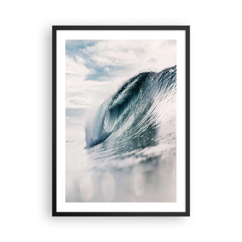 Plagát v čiernom ráme - Silná oceánska vlna zachytená v pohybe - 50x70cm - Vodná špička - Moderná nástenná dekorácia do obývacej izby a spálne ARTTOR