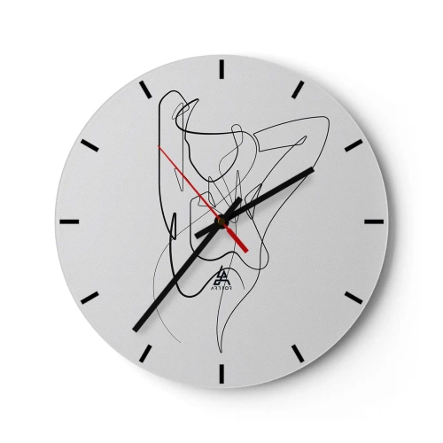 Nástenné hodiny - Abstraktná ženská silueta v minimalistickej línii - 30x30cm - Ty si záhada… - Moderná nástenná dekorácia do obývacej izby, kuchyne a spálne ARTTOR