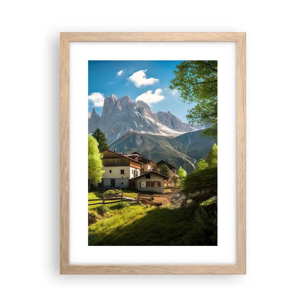 Plagát v ráme zo svetlého duba - Alpská idyla - 30x40 cm