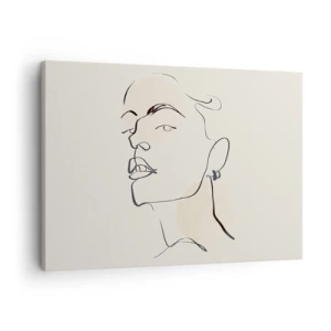 Obraz na plátne - Minimalistický náčrt ženskej tváre - 70x50cm - Hrdý pohľad - Moderná nástenná dekorácia do obývacej izby a spálne ARTTOR