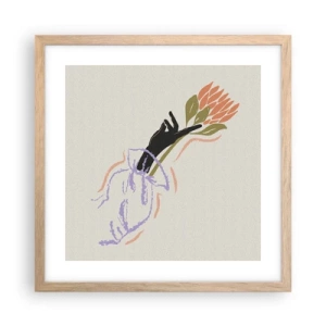 Plagát v ráme zo svetlého duba - Sesterský dotyk - 40x40 cm