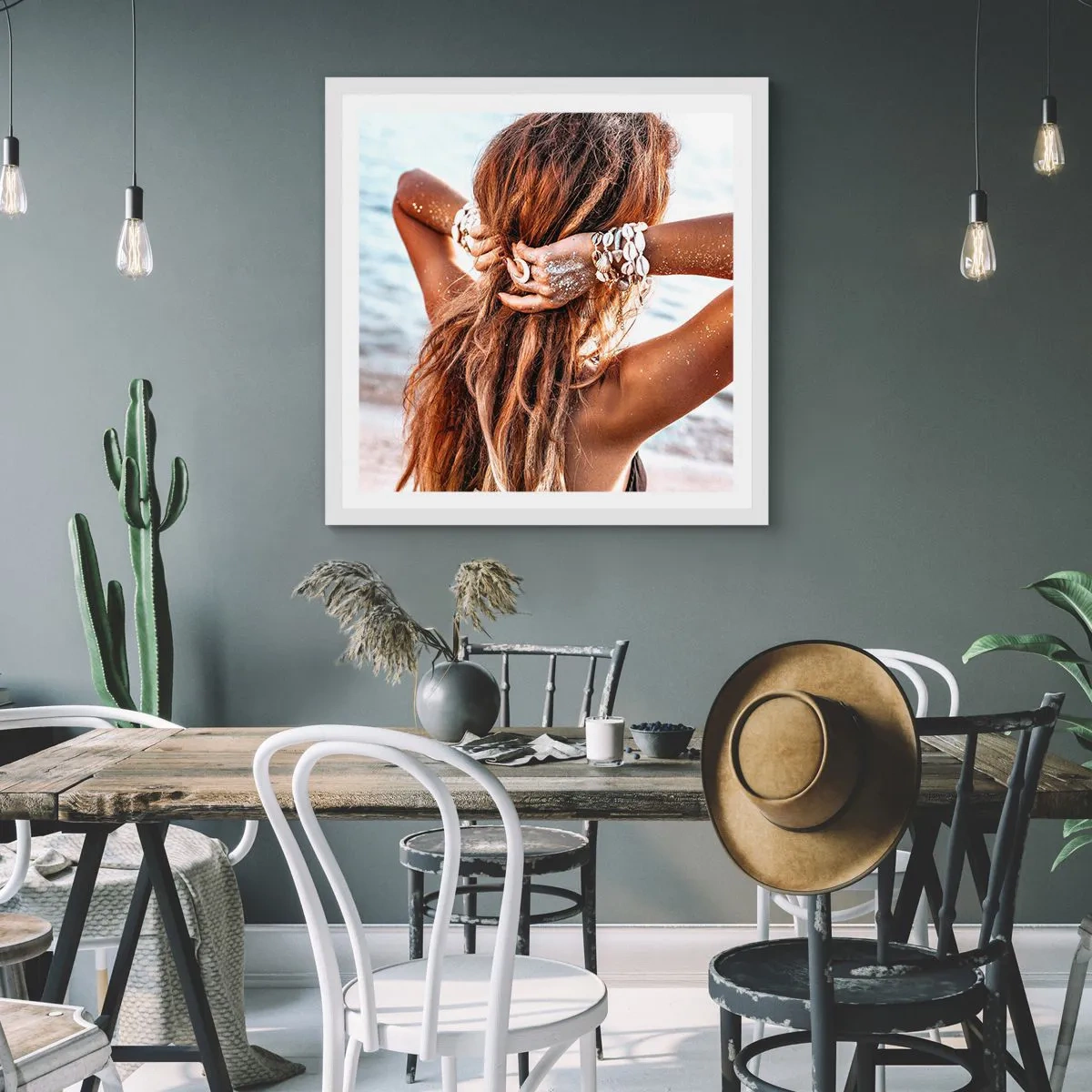 Plagát v bielom ráme - Sestra vody a slnka - 50x50 cm