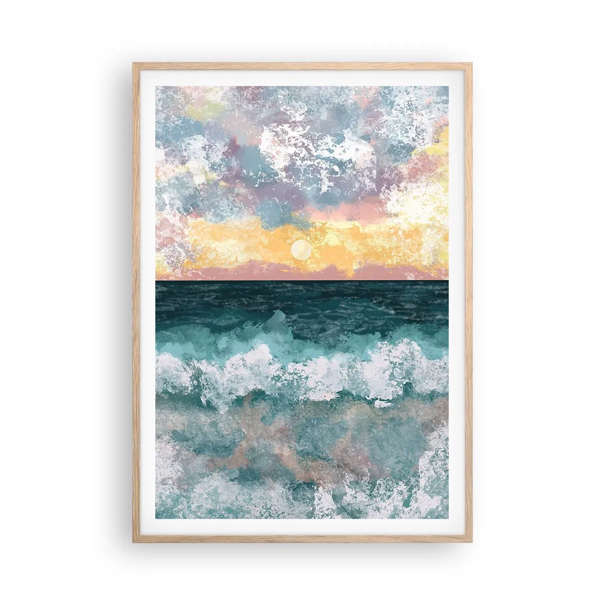 Plagát v ráme zo svetlého duba - Voda, svetlo, vzduch - 70x100 cm