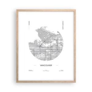 Plagát v ráme zo svetlého duba - Anatómia Vancouveru - 40x50 cm