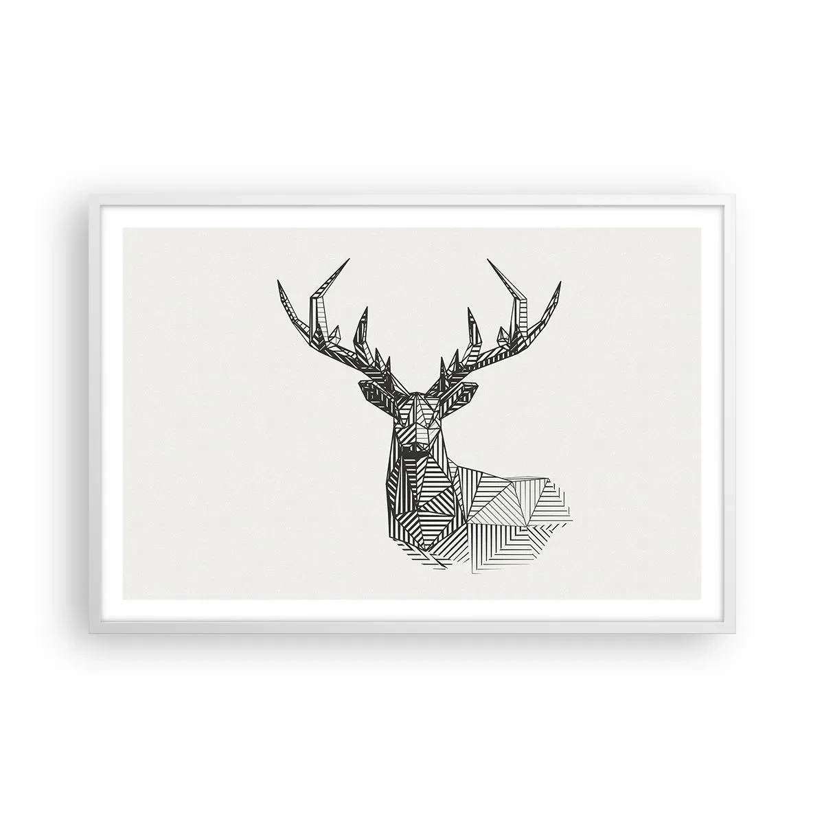 Plagát v bielom ráme - Jeleň v kubistickom štýle - 91x61 cm
