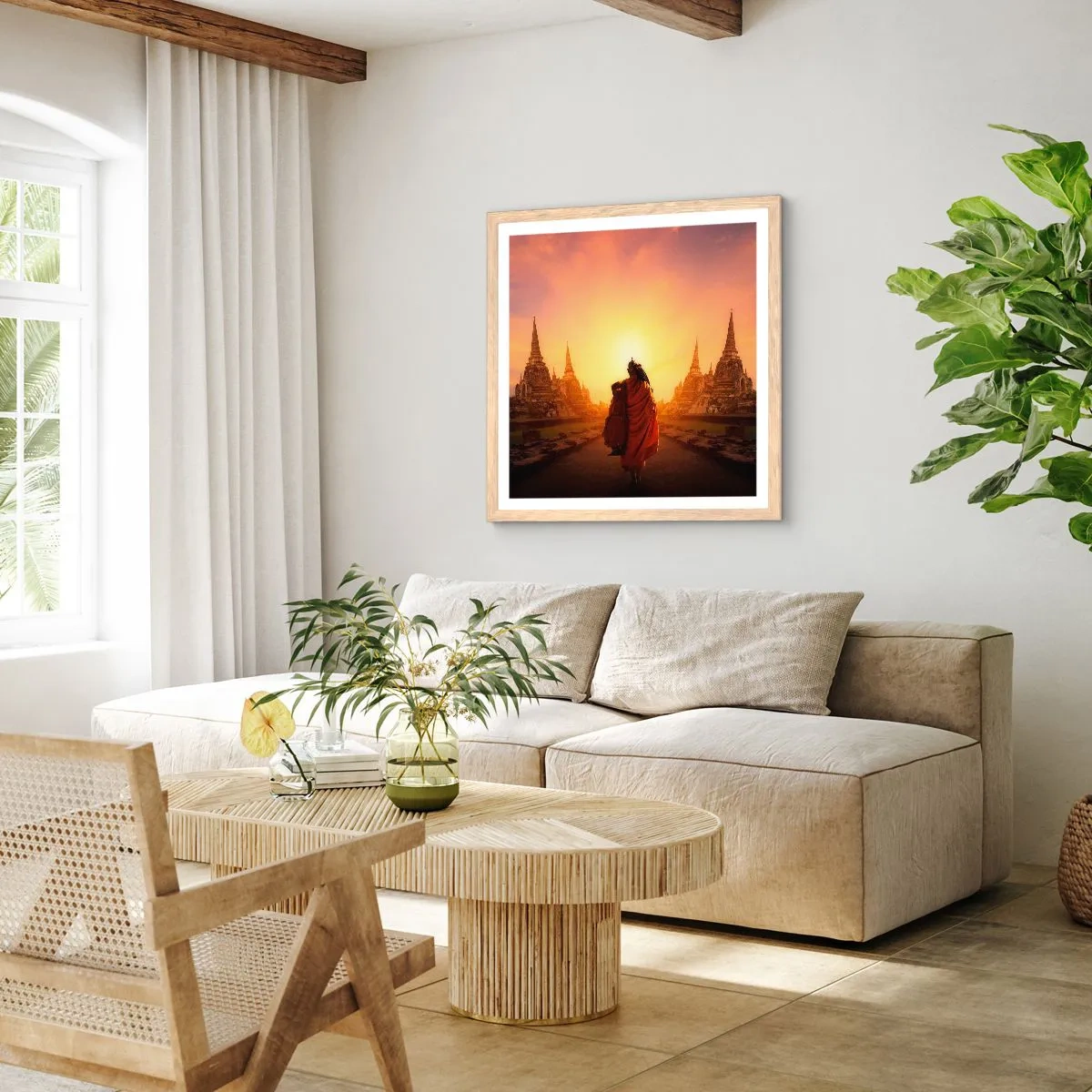 Plagát v ráme zo svetlého duba - V kľude večnosťou - 50x50 cm