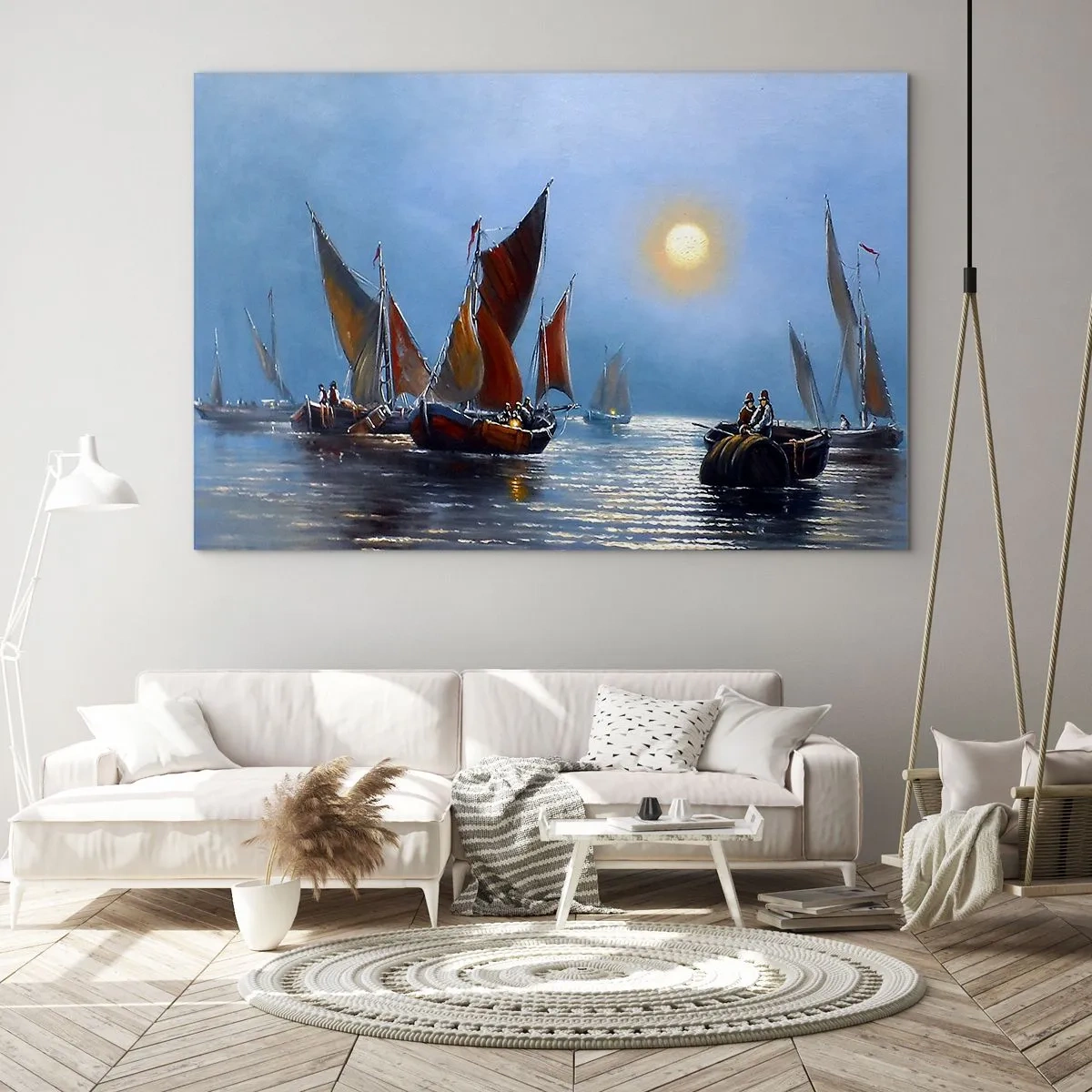 Obraz na skle - Nočný rybolov - 70x50cm - Nočný rybolov - Moderná nástenná dekorácia do obývacej izby a spálne ARTTOR