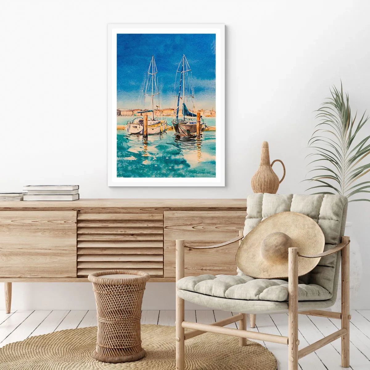 Plagát v bielom ráme - Slnečná lagúna - 50x70 cm