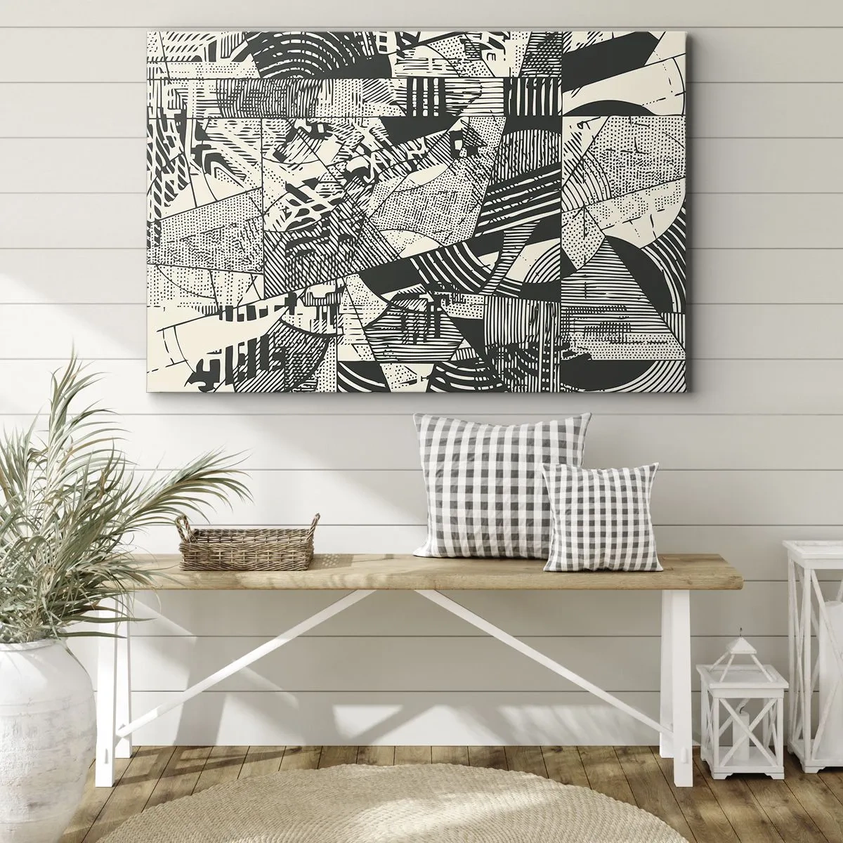 Obraz na plátne - Geometrické abstraktné vzory v odtieňoch zelenej na svetlom pozadí - 70x50cm - Dynamika súčasnosti - Moderná nástenná dekorácia do obývacej izby a spálne ARTTOR