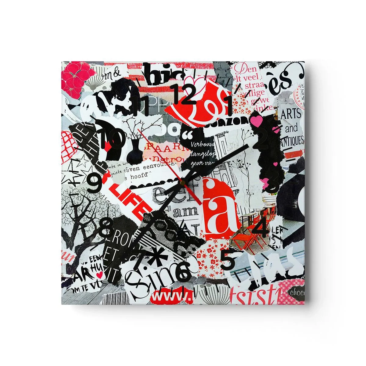 Nástenné hodiny - Hipsterská koláž - 40x40 cm