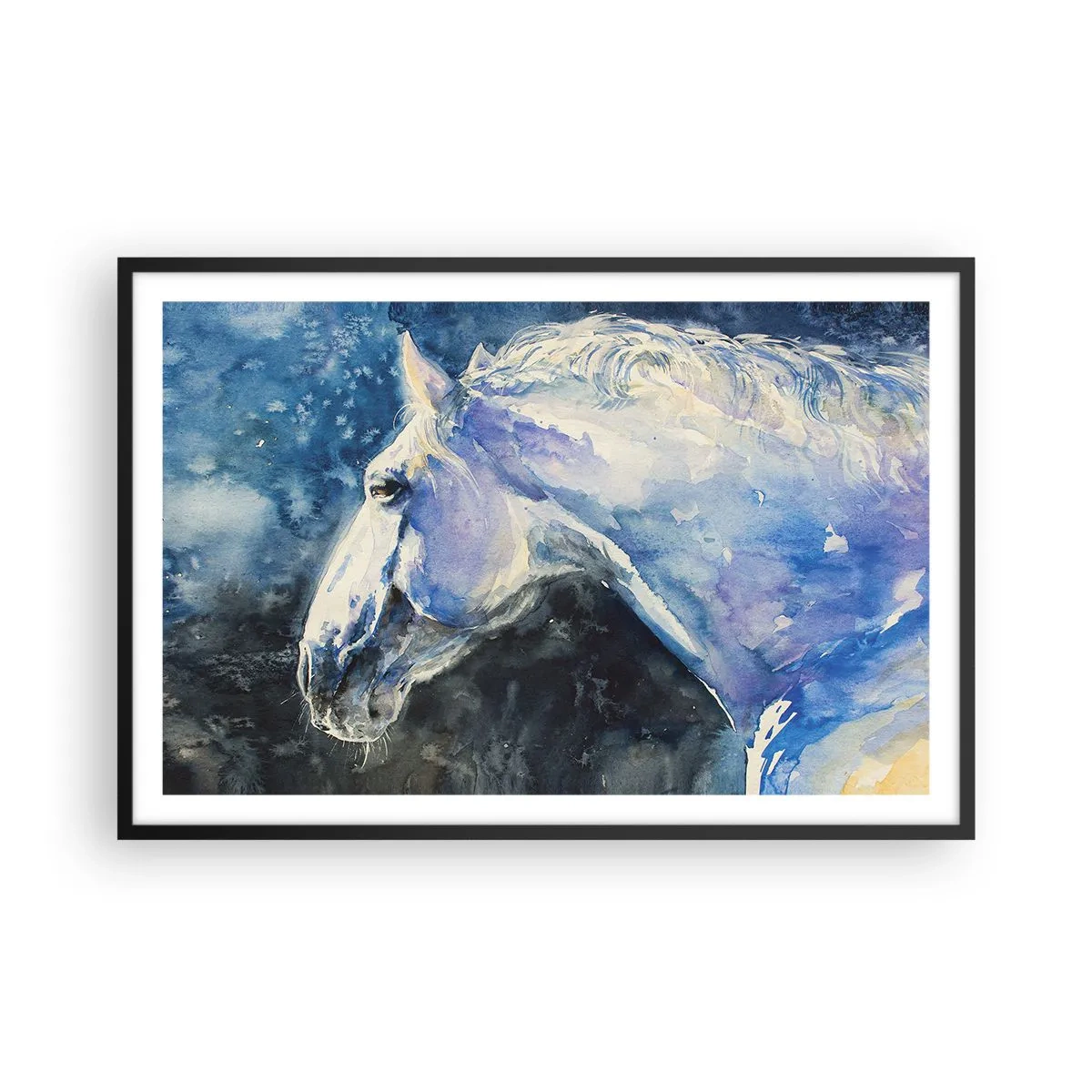 Plagát v čiernom ráme - Portrét v modrej žiare - 91x61 cm