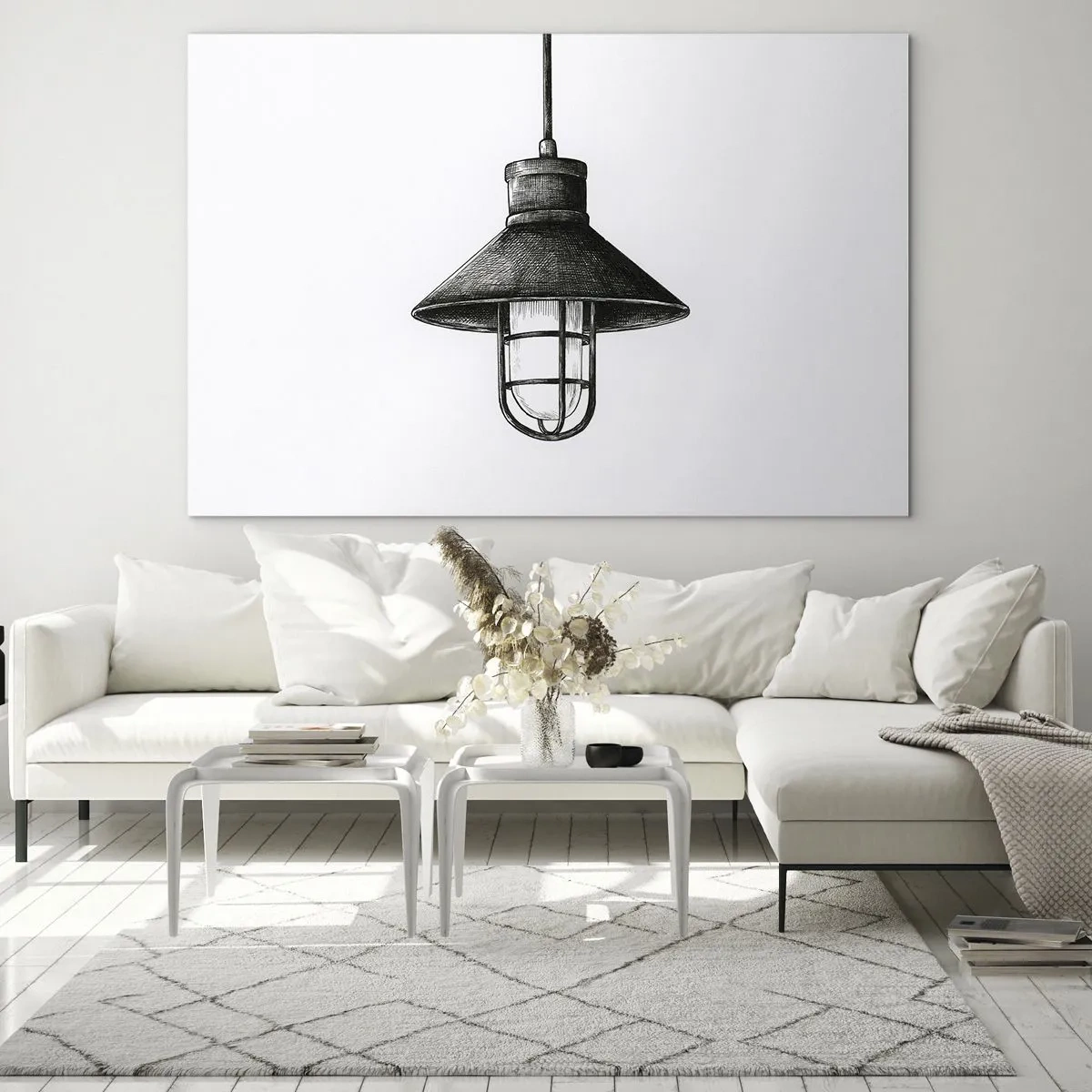 Obraz na skle - Čierna závesná lampa v industriálnom štýle - 70x50cm - Ako pred rokmi… - Moderná nástenná dekorácia do obývacej izby a spálne ARTTOR