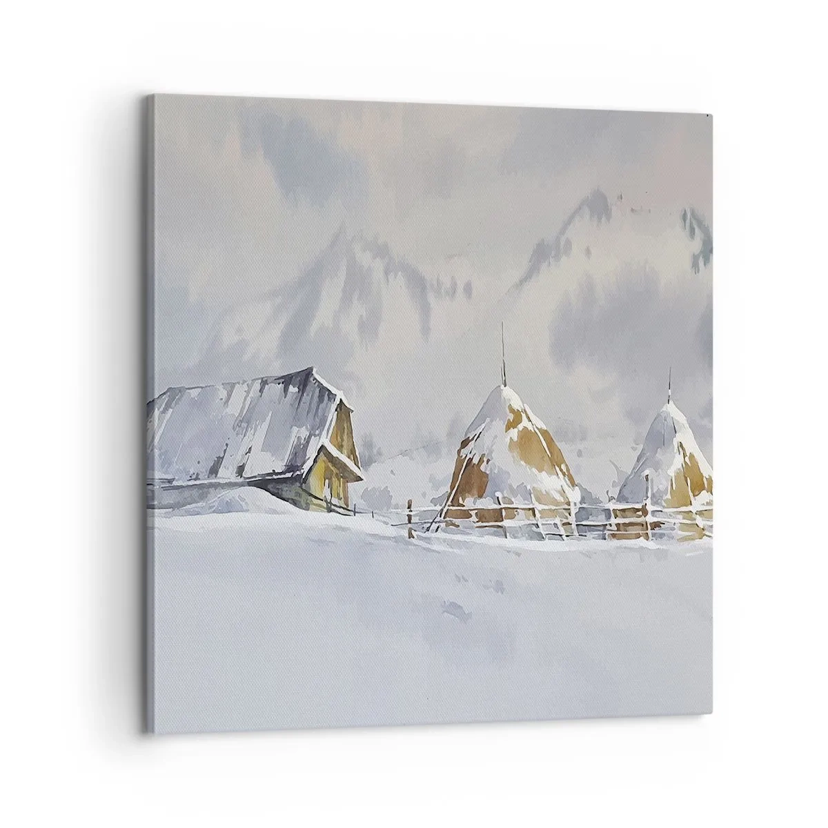 Obraz na plátne - V zasneženom údolí - 60x60 cm