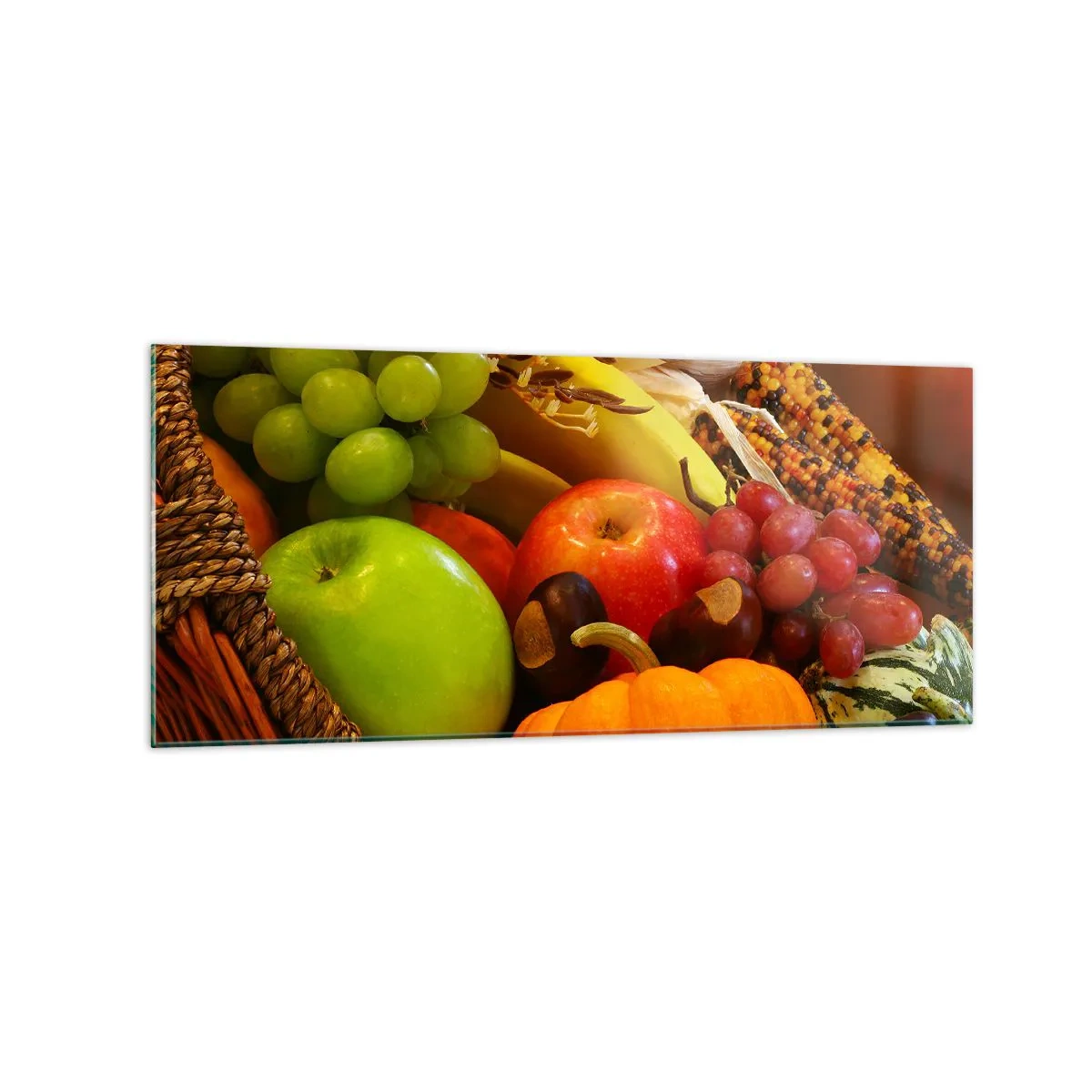 Obraz na skle - Košík úrody - 120x50 cm