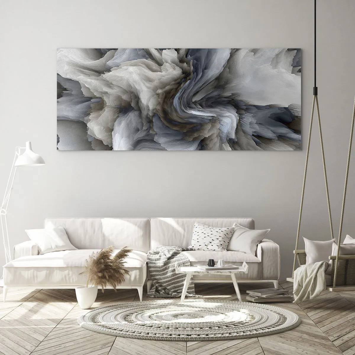 Obraz na skle - Kameň a kvet - 90x30 cm