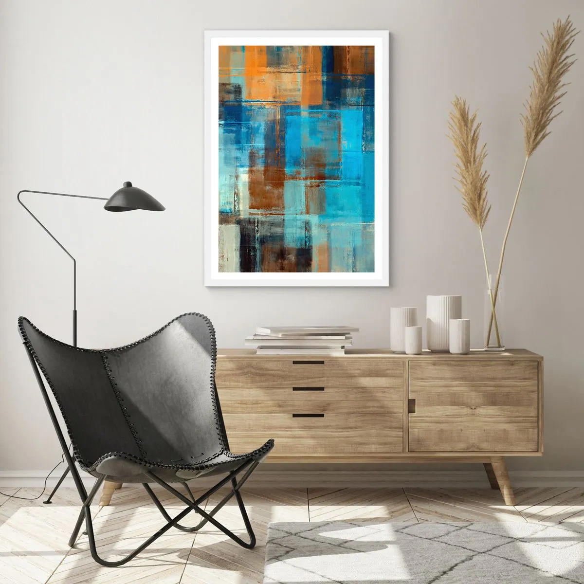 Plagát v bielom ráme - Cez modrý závoj - 50x70 cm