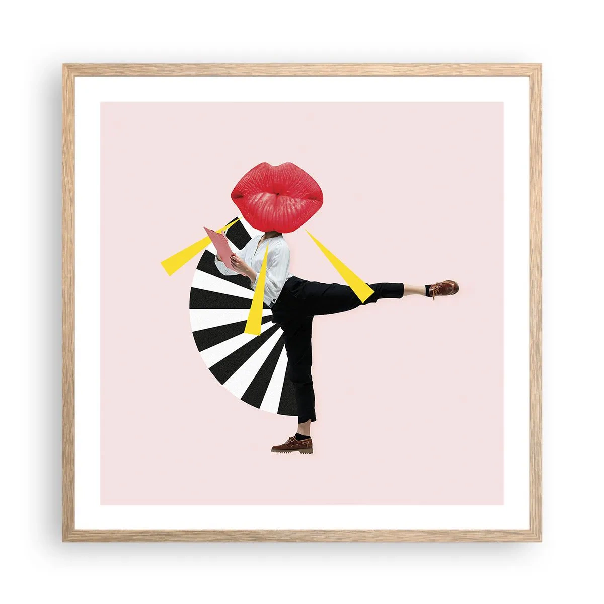 Plagát v ráme zo svetlého duba - Surrealistický pop-art - 60x60 cm