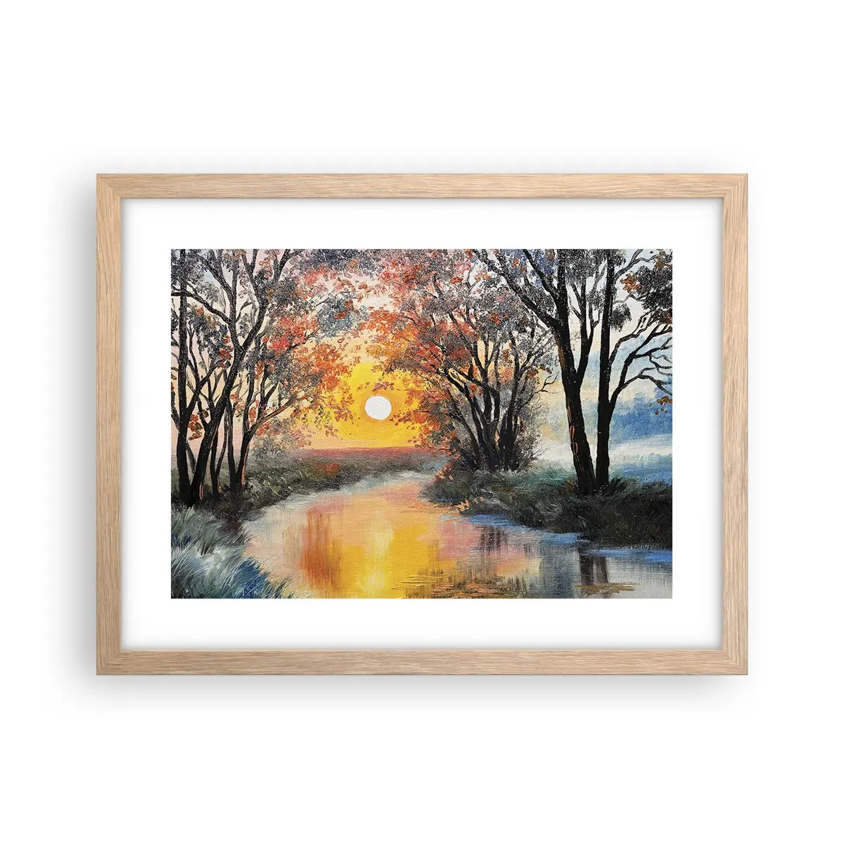 Plagát v ráme zo svetlého duba - Jesenný nádych - 40x30 cm