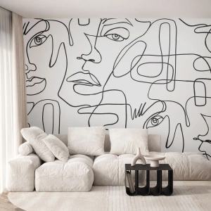 Fototapeta Premium Canvas - V spletených emóciách - Tváre, Linka, Oči - 350x256 cm