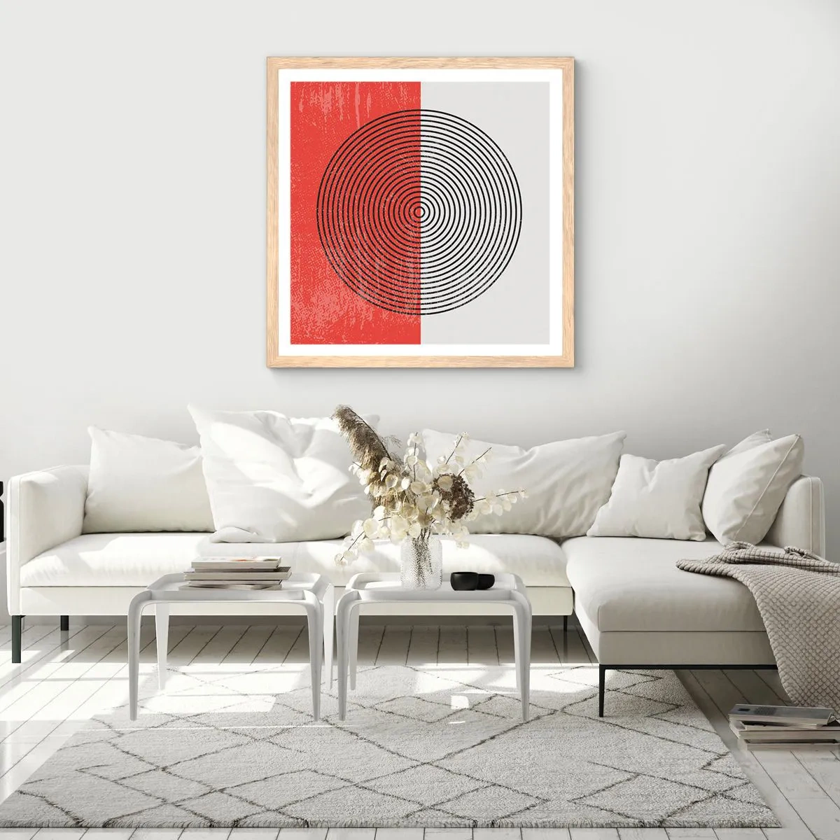 Plagát v ráme zo svetlého duba - Presný zásah - 40x40 cm