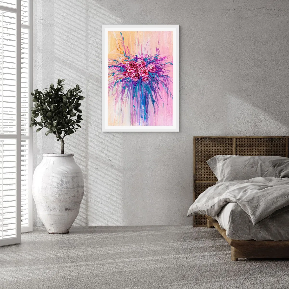 Plagát v bielom ráme - Ružová fontána - 61x91 cm