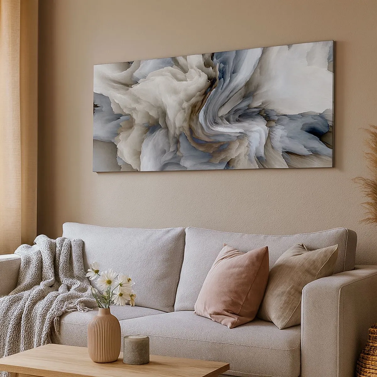 Obraz na plátne - Kameň a kvet - 100x40 cm