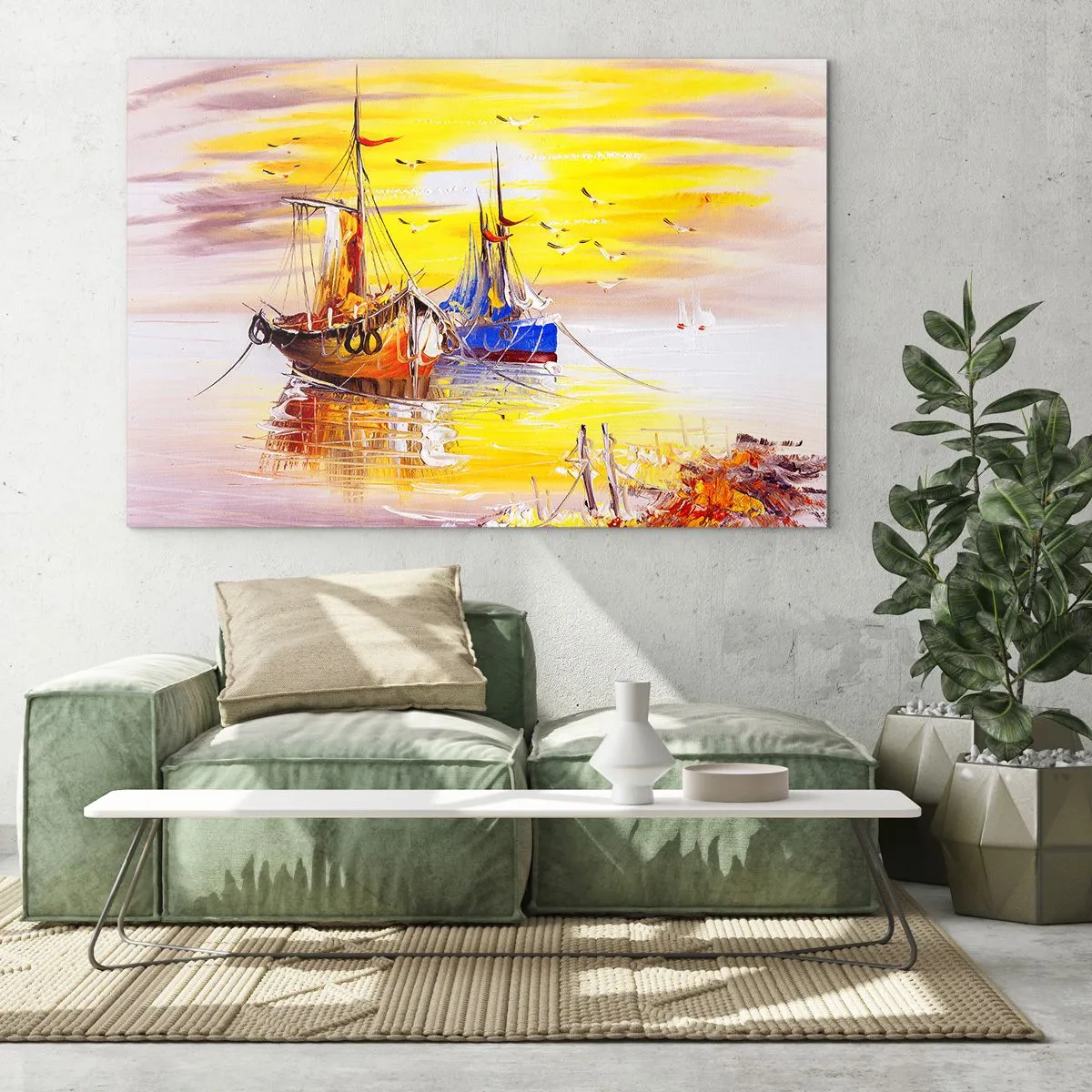 Obraz na skle - Zaslúžený odpočinok v prístave - 120x80 cm