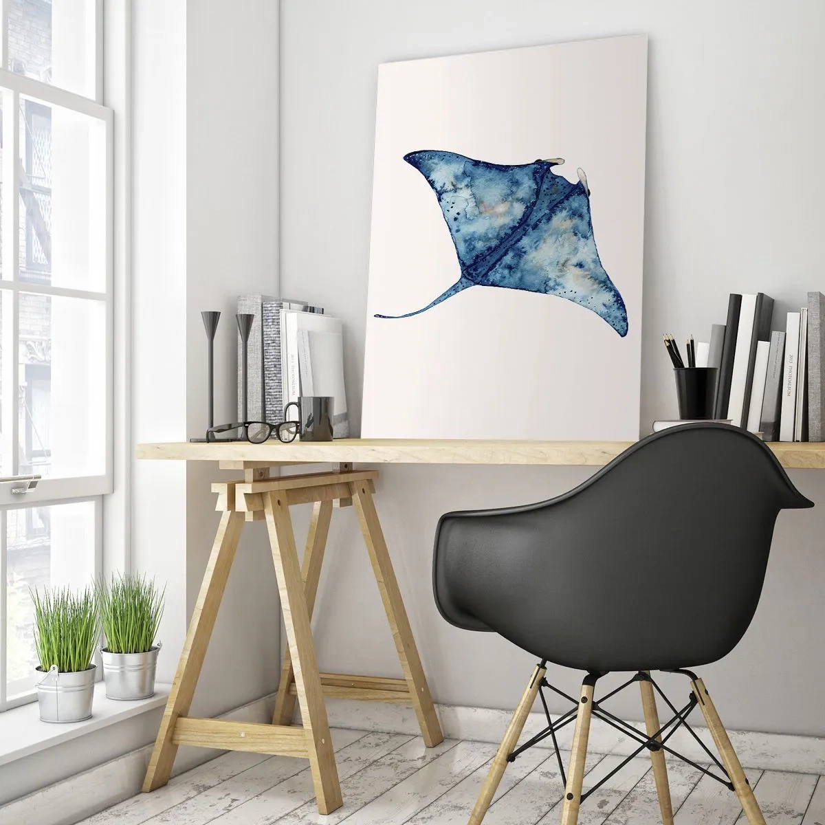 Obraz na skle - Modrý život - 50x70 cm