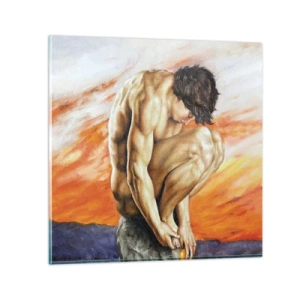 Obraz na skle - Ponorený do seba - 70x70 cm