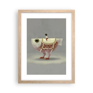 Plagát v ráme zo svetlého duba - Rybí jazdec - 30x40 cm