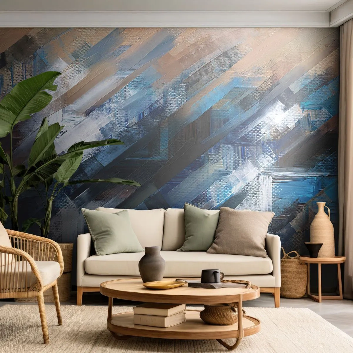 Fototapeta Standard Eco - Modrá šikmosť - Kus, Abstrakcia, Farby - 250x175 cm
