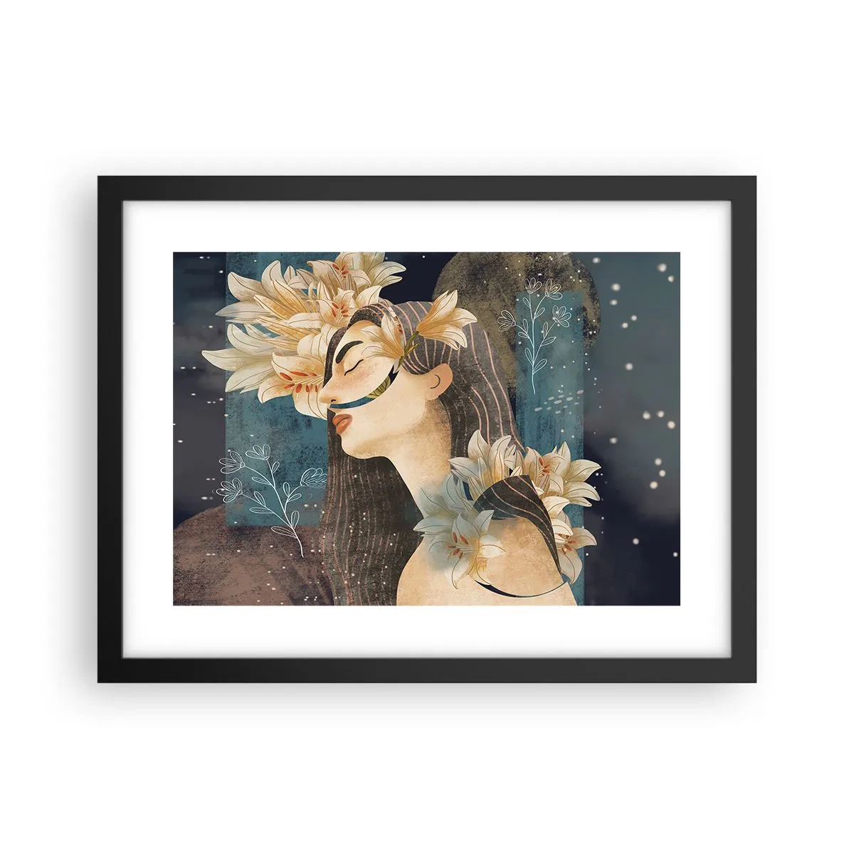 Plagát v čiernom ráme - Rozprávka o princeznej s ľaliami - 40x30 cm
