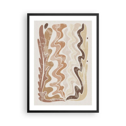 Plagát v čiernom ráme - Abstraktná kompozícia v teplých odtieňoch béžovej. - 50x70cm - Dobrá energia – dobré emócie - Moderná nástenná dekorácia do obývacej izby a spálne ARTTOR