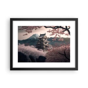 Plagát v čiernom ráme - Krajina kvitnúcich čerešní - 40x30 cm