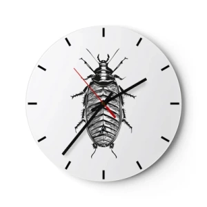Nástenné hodiny - Grafika hmyzu v štýle rytiny na bielom pozadí - 30x30cm - Vzorový exemplár! - Moderná nástenná dekorácia do obývacej izby, kuchyne a spálne ARTTOR