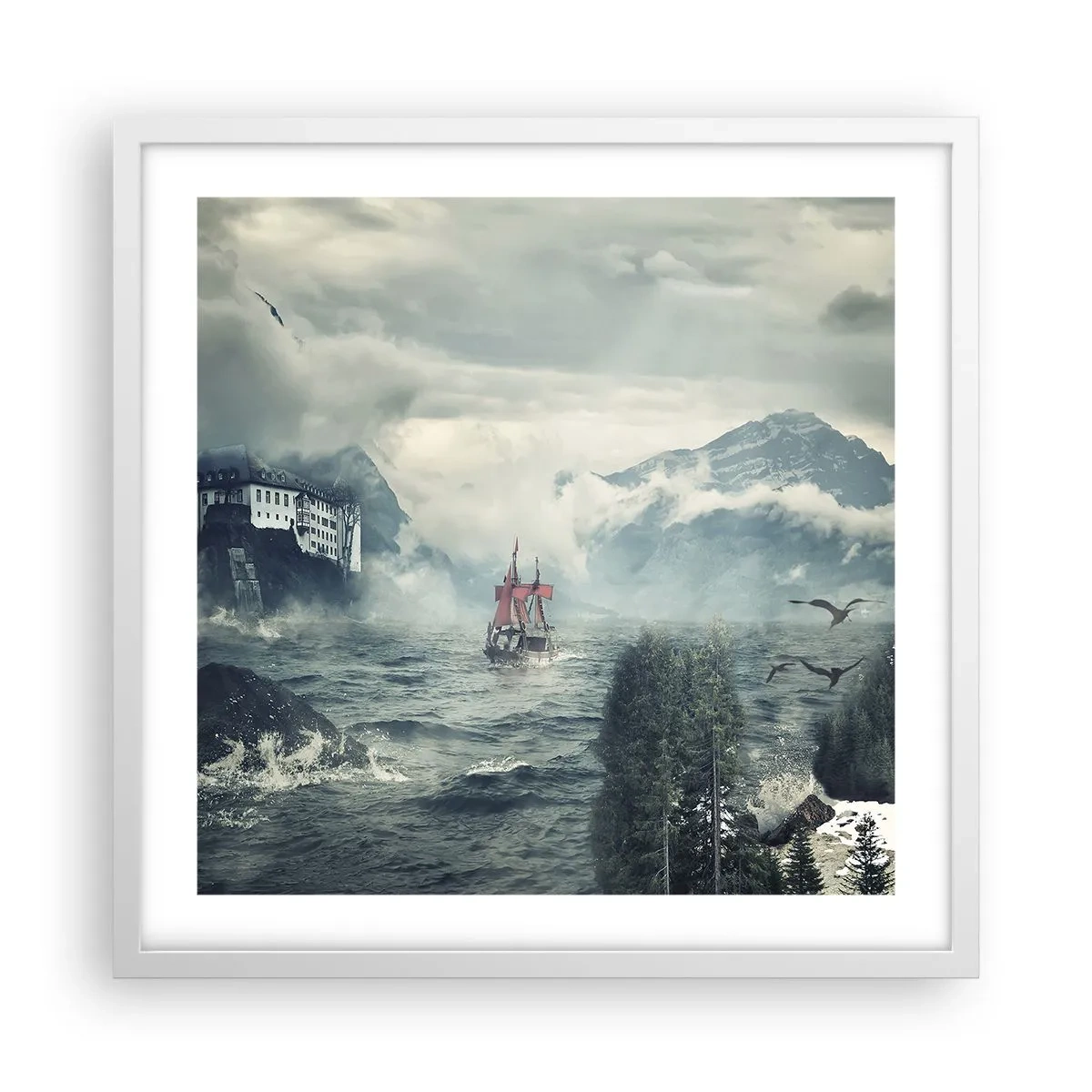 Plagát v bielom ráme - V kúzelných vodách - 50x50 cm