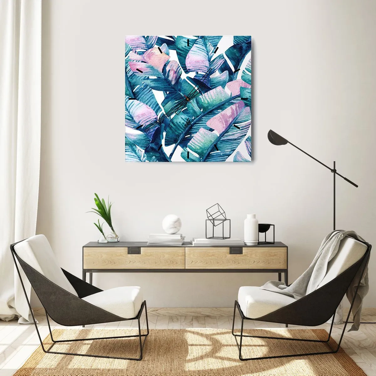 Nástenné hodiny - V banánovom háji - 40x40 cm