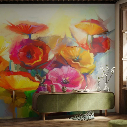 Fototapeta Standard Eco - Nielen červené - Kvety, Vlčie maky, Záhrada - 400x280 cm