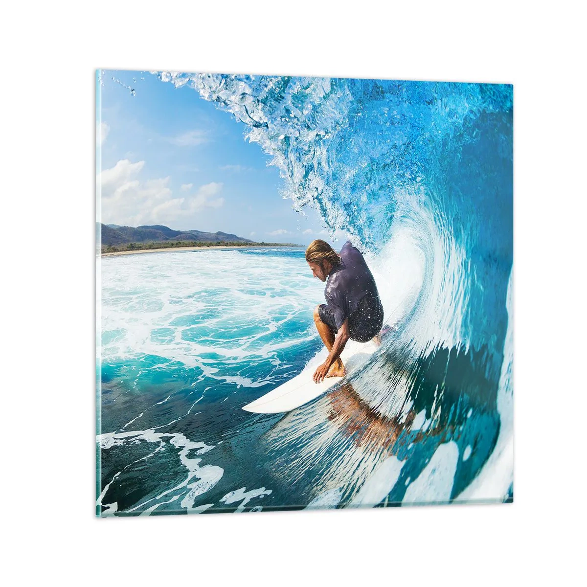 Obraz na skle - Tancujúci s vlnami - 40x40 cm