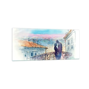 Obraz na skle - Parížski milenci - 120x50 cm