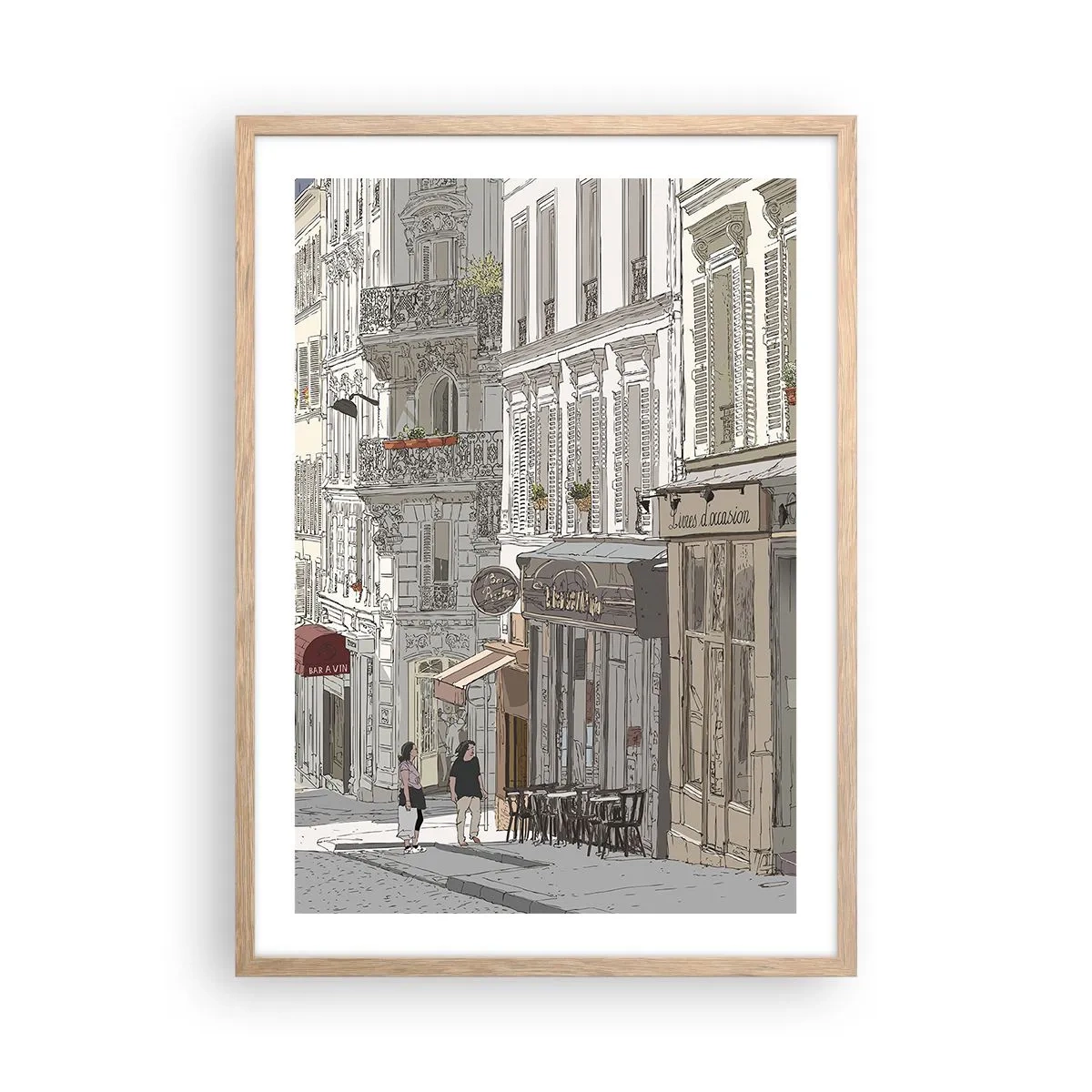 Plagát v ráme zo svetlého duba - Mestské radosti - 50x70 cm