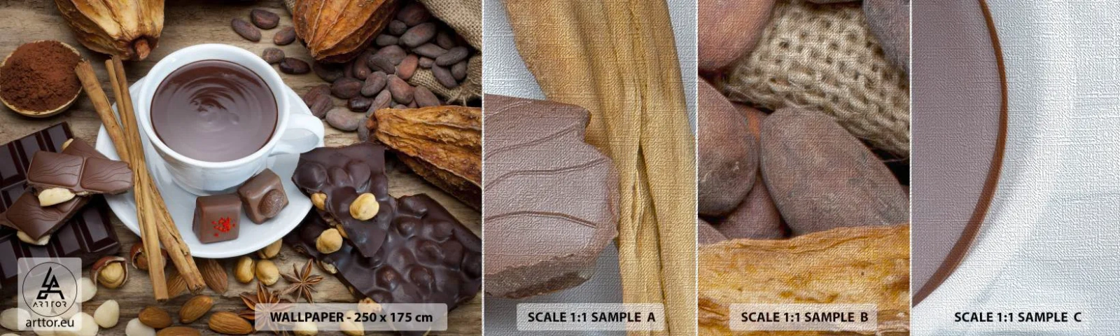 Vzorka fototapety Premium Canvas - Z rozprávkovej továrne na čokoládu - Gastronómia, Čokoláda, Káva - 100x30 cm