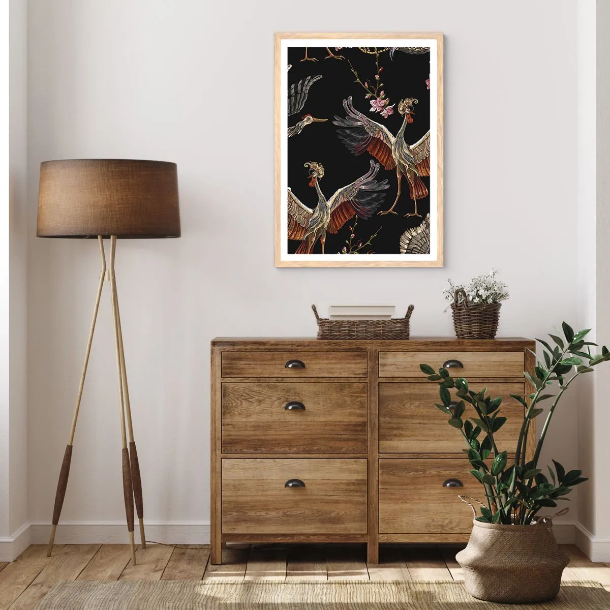 Plagát v ráme zo svetlého duba - Rozprávkový vták - 70x100 cm