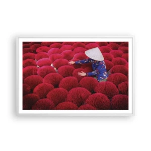 Plagát v bielom ráme - Na ryžovom poli - 91x61 cm