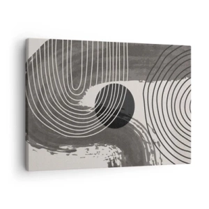 Obraz na plátne - Geometrické čiary a ovály v monochromatických odtieňoch - 70x50cm - Ovál víťazí - Moderná nástenná dekorácia do obývacej izby a spálne ARTTOR